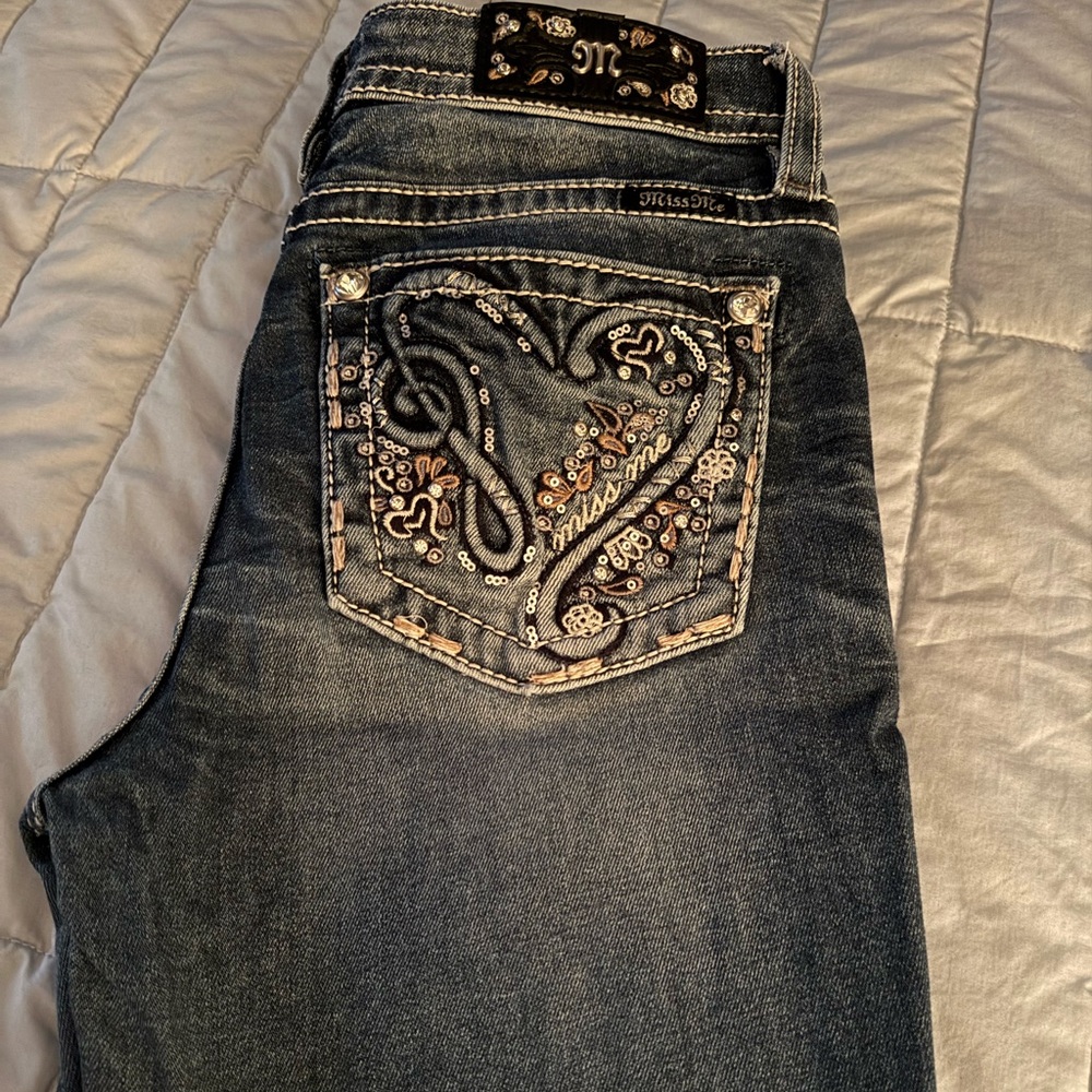 Miss Me Women's Dark Blue Embellished Boot Cut Jeans